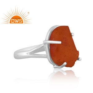 Best Selling Sterling Silver Natural Rough Carnelian Gemstone <b>Split</b> Band <b>Ring</b> Custom Jewelry Manufacturer - Product Image 4