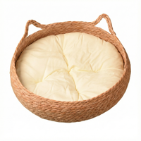Nid en paille naturelle tissé à la main, maison pour animaux de compagnie, lit chaud pour chat en hiver, griffoir pour chat, nid pour chien avec coussin doux