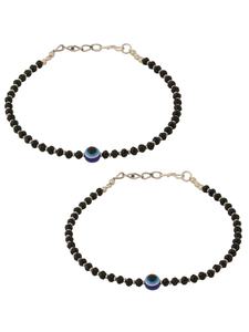Tobillera Negra con Cuentas de Ojo Turco para Mujer, Joyería Minimalista para el Pie - Product Image 5
