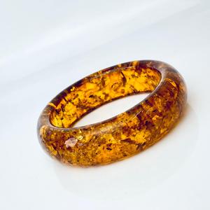 Bracelet rigide en ambre naturel cognac, bracelet en ambre doré, bracelet en ambre cognac, bracelet rigide - Product Image 1