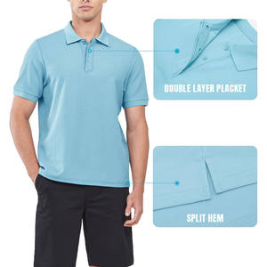 Chemises polo pour hommes en polyester uni respirant écologique à logo personnalisé en gros, vente chaude d'été - Product Image 6