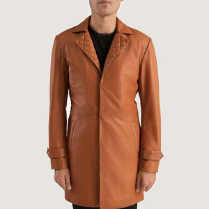 Nuevo diseño Outlet Invierno Calidad Hombres Abrigo de cuero Mejor venta en línea Precio barato Hombres con estilo Abrigo de cuero - Product Image 5