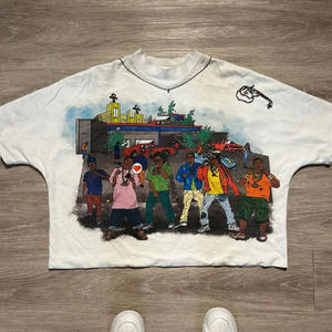 เสื้อยืดบ็อกซี่ลำลองสไตล์วินเทจของผู้ชายผ้าคอตตอน100% โลโก้โอเวอร์ไซส์ออกแบบได้ตามต้องการ - Product Image 3