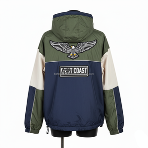 Veste coupe-vent en nylon pour femmes Couleur bloc Marine Olive Beige Imperméable Logo personnalisé Broderie Impression Veste coupe-vent pour les femmes - Product Image 2