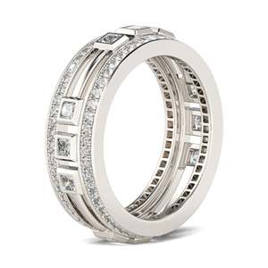 Anillo de Hombre Jeulia en Plata de Ley con Corte Princesa y Baño de Oro de 18K - Product Image 3