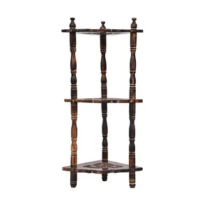 Estante de esquina de clase superior para sala de estar, mueble de esquina lateral marrón personalizado, venta al por mayor - Product Image 3