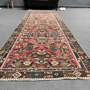 Rug, 3.1x9.7 ft Turkish Rug, <b>Red</b> Camouflage Rug <b>Wool</b> - Product Image 1