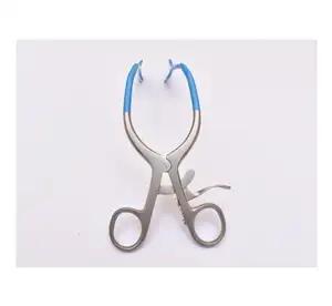 Retractor de pared vaginal lateral, acero inoxidable, mandíbulas aisladas azules/cuchillas, instrumentos quirúrgicos