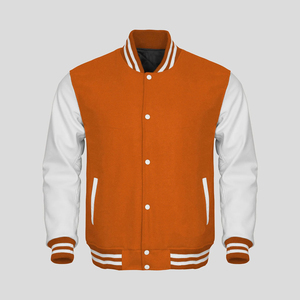 Skyler Men's <b>Purple</b> White <b>Varsity</b> <b>Jacket</b> Casual Style Regular Fit Polyester Cotton Solid Color Sailor Collar Zipper Closure - Product Image 3