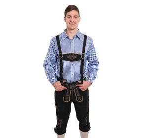 2022 Vintage garçons traditionnel allemand Lederhosen personnalisé été Long noir bavarois Trachtenmode broderie courte impression mi OEM - Product Image 1