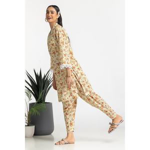 Conjunto Coordinado Estampado Dobby KST-43316 de Corte Holgado con Decoración de Encaje - Product Image 4