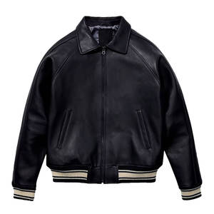 Veste en cuir vintage avec logo personnalisé OEM pour hommes, confortable, col montant rouge avec fermeture à glissière, style délavé pour l'hiver - Product Image 5