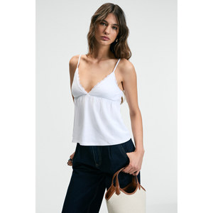 GRIMELANGE CLARVIA Blouse à bretelles réglables pour femme avec détails en dentelle et panneaux sur la poitrine - Product Image 1