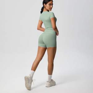 Women's <b>shapers</b> Workout Set - <b>Short</b> Sleeve Yoga Tee & <b>Shorts</b> for Gym, Running, Fitness | Quick-Dry Activewear - Product Image 5