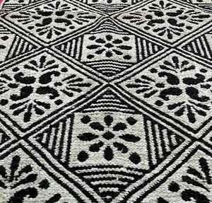 Hand Tufted <b>Black</b> & White Wool <b>Rug</b> Modern Geometric Diamond Floral Boho Area Carpet Decorative Home Flooring - Product Image 2