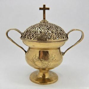 FaithFlame Holy Flame Brûleur d'encens à charbon de bois Antique Encensoir en laiton fabriqué à la main pour la messe et les offrandes spirituelles - Product Image 3