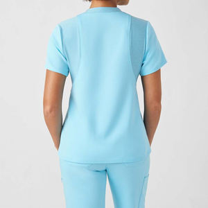 ชุดพยาบาลแขนสั้นทรงกระเป๋าหน้าอกเสื้อสครับคอวีแบบยืดได้ดีไซน์ทันสมัยสำหรับผู้หญิง - Product Image 6