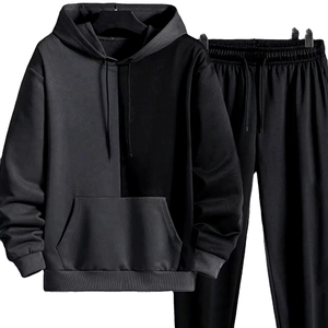 Zipper Hooded Solid Fashion Streetwear Sweatsuit Two Piece Set Tracksuit for Men Women Casual Jogger Sportswear 100% Cotton - Product Image 1