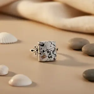 Anillo de Plata de Ley 925 con Jaspe para Mujer, Chapado en Oro Rosa de 18K y Rodio, Joyería de Moda - Product Image 2