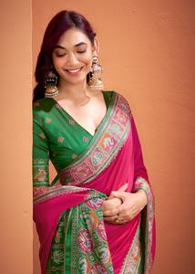 ชุดส่าหรีผ้าไหมเนื้อนิ่มสำหรับงานแต่งงานส่าหรีดีไซน์เนอร์ชาวอินเดียส่าหรีสไตล์ดีไซเนอร์แบบดั้งเดิม - Product Image 2