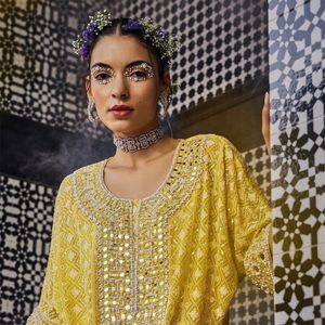 Traditional Indian Designer Ethnic Wardrobe <b>Kurtis</b> Pant With Dupatta Set Latest Collection Mirror Work for Womens and Girls - Product Image 4