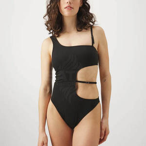Traje de Baño Monokini de Una Pieza para Mujer, Corte Alto, Logotipo Frontal, Ligero, de Spandex/Poliéster, Ajuste Cómodo para Piscina y Océano - Product Image 5