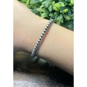 Navajo Strung <b>Sterling</b> <b>Silver</b> 4mm Pearl <b>Beaded</b> <b>Bracelet</b> Trendy Religious Gift - Product Image 2
