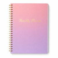 Carnet de planification mensuelle A5 personnalisé avec logo, reliure spirale dorée et couverture rigide dégradée pour le bureau et l'école