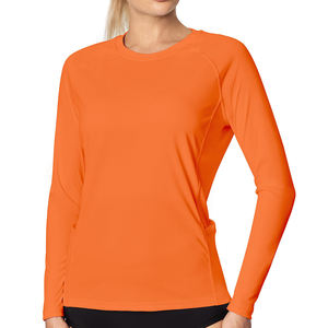 Camisetas de protección contra sarpullidos ajustadas con cuello redondo de tamaño personalizado, protección de la piel para uso en exteriores, protector contra sarpullidos de manga larga para mujer - Product Image 1