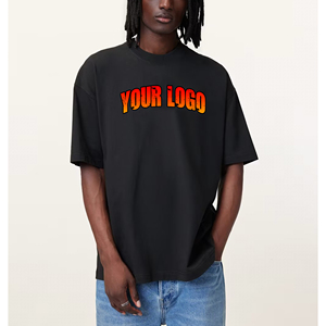 OEM Breathable 100% cotton jersey fabric Men's T-<b>shirts</b> custom DTF printed logo oversized drop shoulder solid <b>black</b> color <b>Tees</b> - Product Image 6