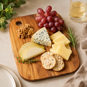 Planche à découper en bois d'acacia naturel à grain prononcé, coins arrondis, pour servir le pain, le fromage, les fruits, comme plateau de service et pour la décoration de la maison - Product Image 4