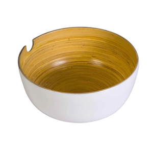 White Spun <b>Bamboo</b> Serving <b>Bowl</b> With Spoon Polished & Customizable Serving <b>Bowl</b> Spoon Sets For Food, Salad, Fruit From Vietnam - Product Image 4