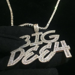 Collar con Colgante de Diamantes con Nombre, Estilo Hip Hop, Chapado en Oro de 14K, Corte Baguette, Personalizado para Mujer, Certificado IGI, Cultivado en Laboratorio, para Fiestas y Eventos - Product Image 6