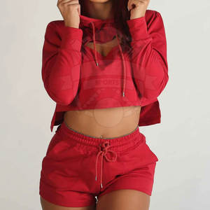 Top corto de alta fabricación para mujer, Sudadera con capucha, ropa de calle de manga larga para otoño, uso al aire libre, cuello con capucha y logotipo frontal - Product Image 2