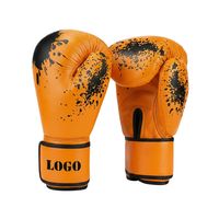 Gants de boxe en cuir synthétique de couleurs assorties, fermeture auto-agrippante, logo personnalisé, design éclaboussures, pour l'entraînement, commande en gros