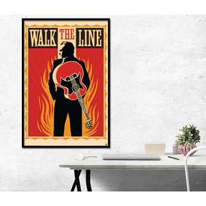 Modern Style Walk the Line <b>Poster</b> Black Frame Wall Decor Paper Art - Product Image 1