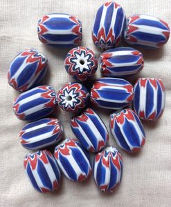 Handmade Chevron Lampwork Glass <b>Beads</b> Unique One-of-a-Kind <b>Loose</b> Nature Crystal One Strand Product - Product Image 2