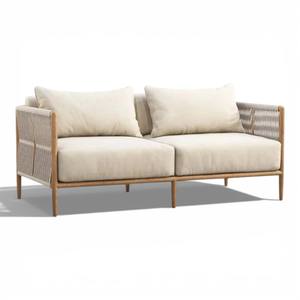 Juego de Sofás Modernos para Sala de Estar, Estilo Japonés, Madera de Teca, Sofá de 2 Plazas, Sofá Cama de Tela, Sillón, para Apartamento o Villa - Product Image 5