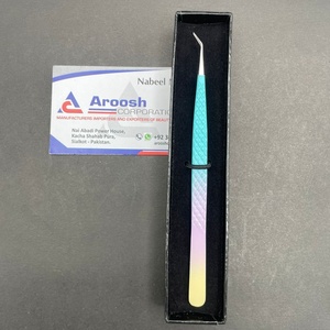 Pinzas de pestañas de agarre de diamante de acero inoxidable de dos tonos con logotipo personalizado, pinzas de extensión de pestañas sostenibles de 45 grados, Punta puntiaguda - Product Image 6