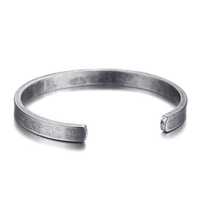 Bracelets en acier inoxydable pour hommes, manchette en argent, Bracelet en métal argenté foncé pour les amoureux de la beauté