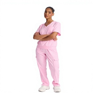 EVERGLOW Doctor <b>Scrub</b> Uniform Sets Stylish V Neck Custom <b>Plus</b> <b>Size</b> Unisex Black Cotton Spandex Needle Detection Hospital - Product Image 1