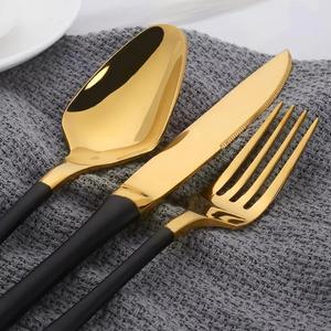 Couverts de luxe en or de qualité supérieure, acier inoxydable or PVD avec poignée noire, couverts sûrs et sains pour un usage quotidien - Product Image 6