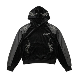 เสื้อฮู้ดดี้ผู้ชายไซส์ใหญ่ ผ้าโพลีเอสเตอร์/คอตตอน ผ้าฟลีซเฟรนช์เทอร์รี่ ปักลายไนลอน ทรงบ็อกซี่ ใส่สบาย ฤดูหนาว ผลิตตามสั่ง - Product Image 1