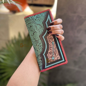 Cartera turquesa con estilo para hombre, soporte largo para efectivo RFID, forro de nailon, gran capacidad, estilo occidental, regalo de moda para él - Product Image 1