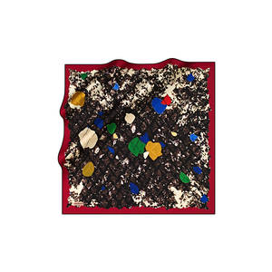 Designer Printed Silk Scarf-Long Black Square Spring Digital Print - Product Image 1
