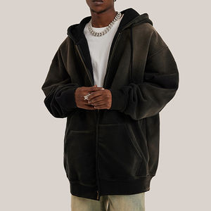 Sweat à capuche personnalisé épais 300-500 Gsm avec fermeture éclair complète et impression personnalisée vêtements d'hiver du fabricant pour l'automne - Product Image 3