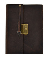 Journal en cuir véritable 100% fait à la main de conception classique unie avec clé et serrure antiques A5 cahier papiers de coton vierges planificateur d'agenda
