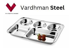 2025สแตนเลสสตีลทรงสี่เหลี่ยมผืนผ้า5ช่องพร้อมขอบ, ถาดรับประทานอาหารกลางวัน - Product Image 5