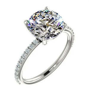 AAA+ Quality 3.02 Ct Vvs1:- Near <b>White</b> <b>Round</b> Moissanite Diamond Engagement Ring 925 Silver Cus-Jew57 - Product Image 1