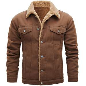 Breathable Denim Jacket For Men's Cotton <b>Fleece</b> Outdoor Wear Streetwear Comfortable Fit Denim Jacket For Men's - Product Image 1